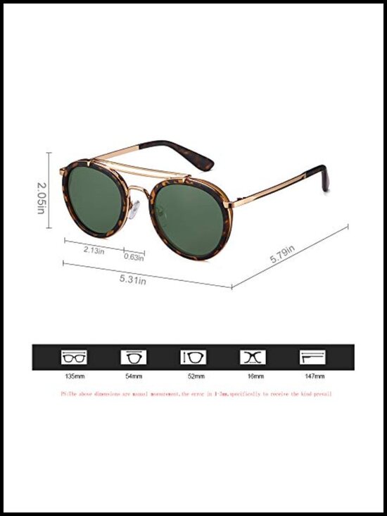 Steampunk Double Bridge Round Polarized Sunglasses Metal Frame